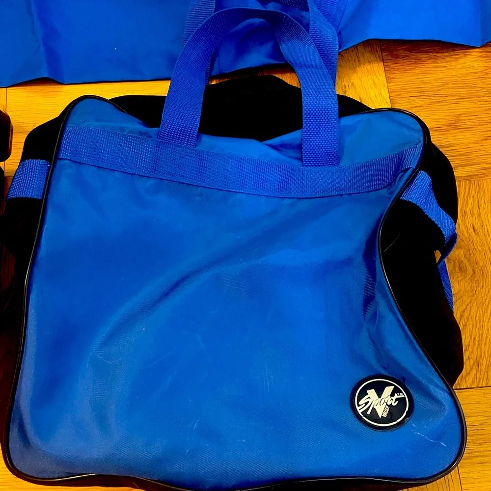 Vintage‎ Valise Ski & Boot Travel Bag Set with Lock & Ski Grabber Blue Black